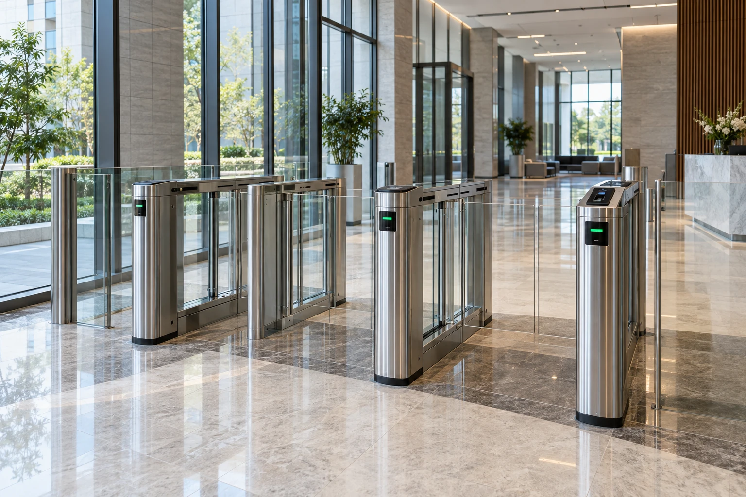 Control de acceso en edificio corporativo, imagen ilustrativa